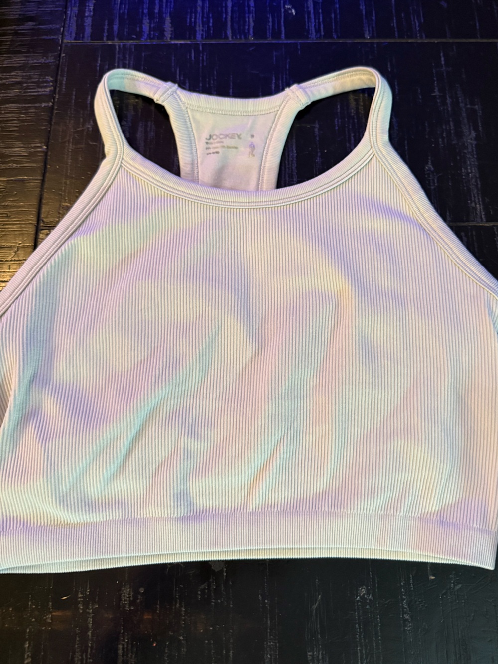 Jockey Sage green Ribbed Racerback cropped Tank - built in bra sports bra top sm